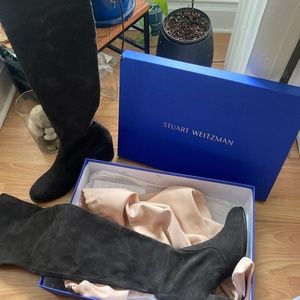Stuart Weitzman “Tieland” OTK boots dark grey